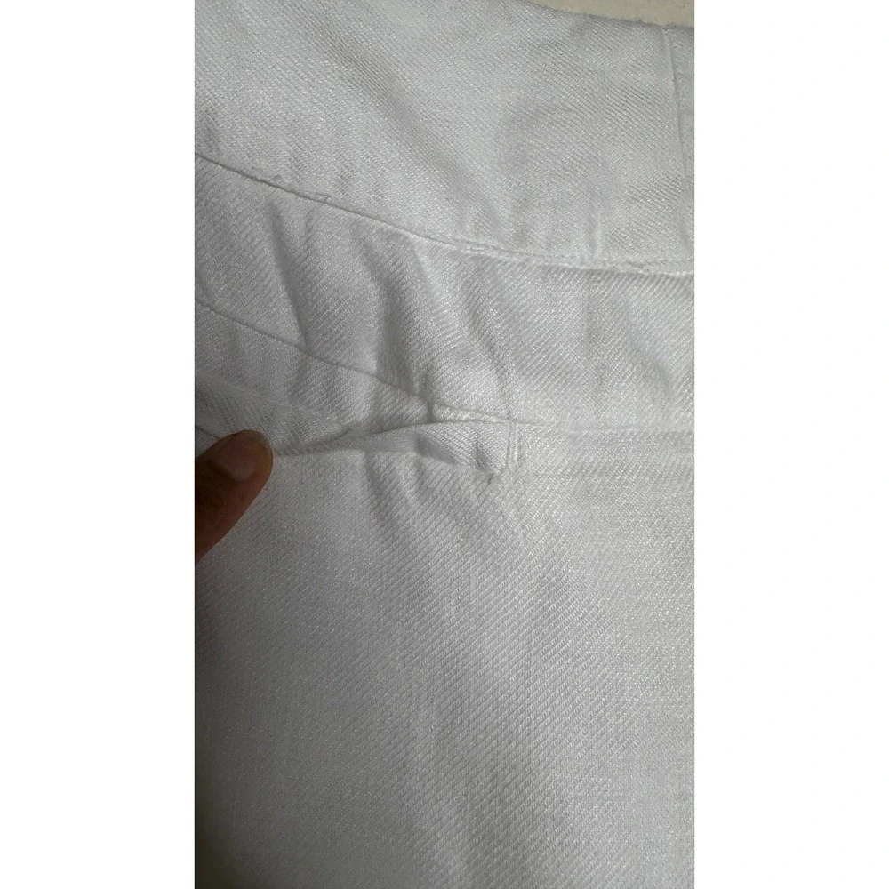 Worthington White Linen‎ Pants 33X 31 Wide Leg Coastal Grandmother Beach Summer